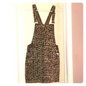 Leopard print overall mini dress